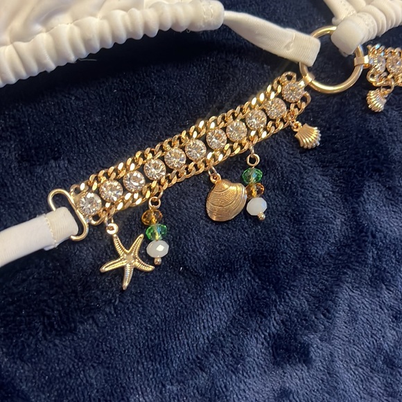 Brazilian Jewelled White bikini top - Picture 7 of 11